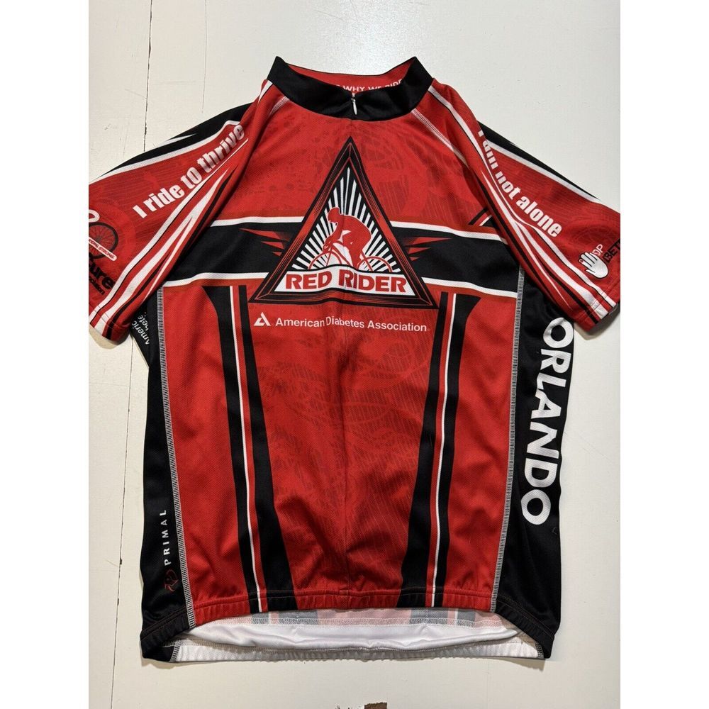 Primal 3/4‎ zip cycling jersey Red Rider I Ride with Diabetes Lake Nona Large